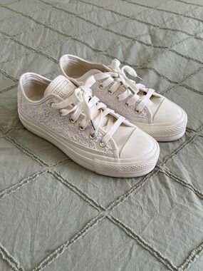 Converse Lace-Detail Platform Sneakers - Women's White Casual Shoes